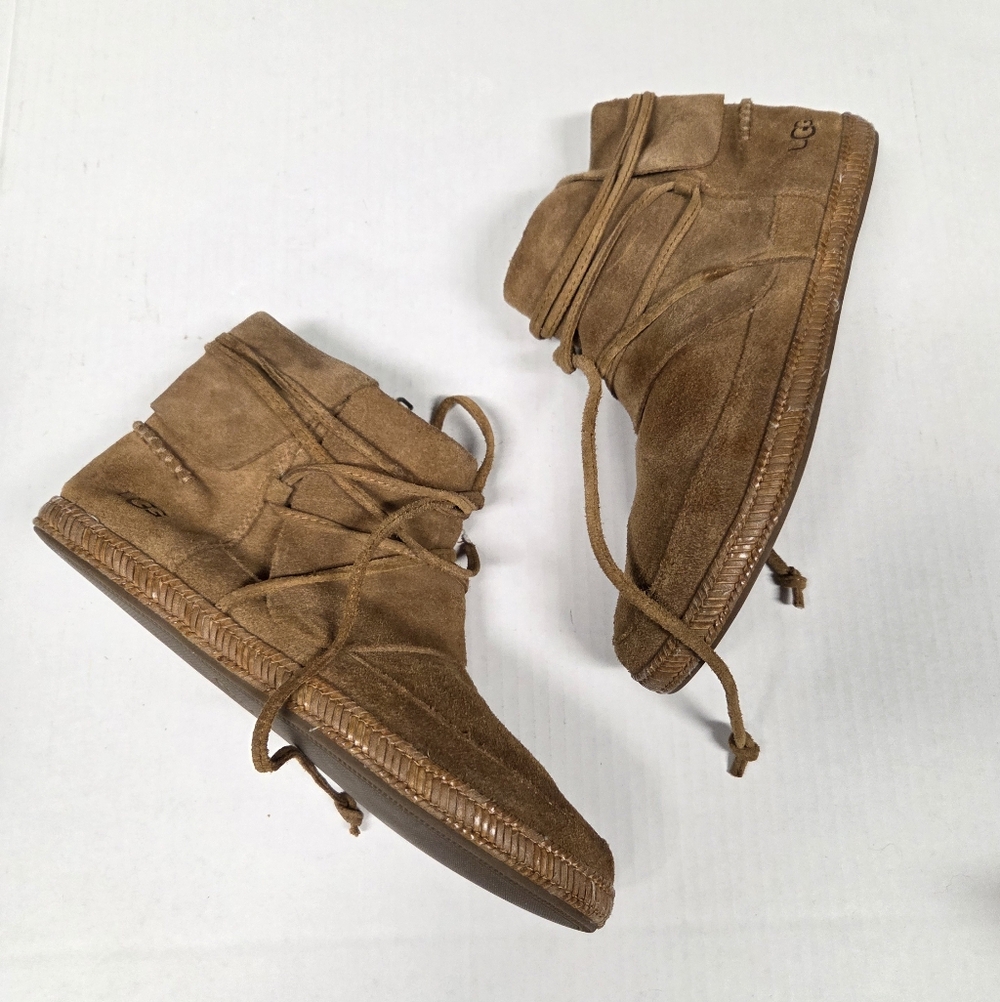 Ugg Women's Reid - Chestnut Suede Leather Boots Size 7.5 Moc Moccasin